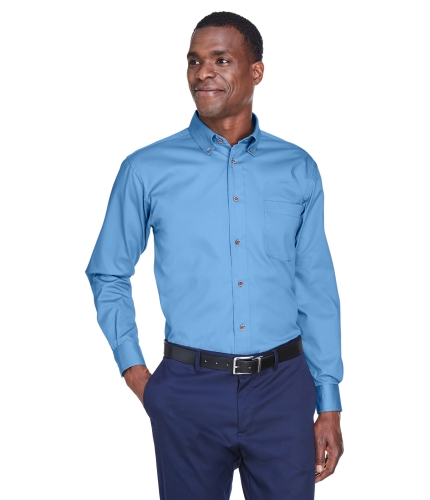 Harriton M500 Men's Long-Sleeve Twill Shirt with Stain-Release